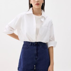 High Waist Denim A-line Shorts