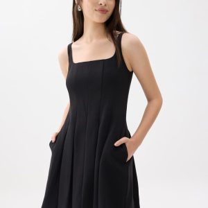 Square Neck Drop Waist Mini Dress