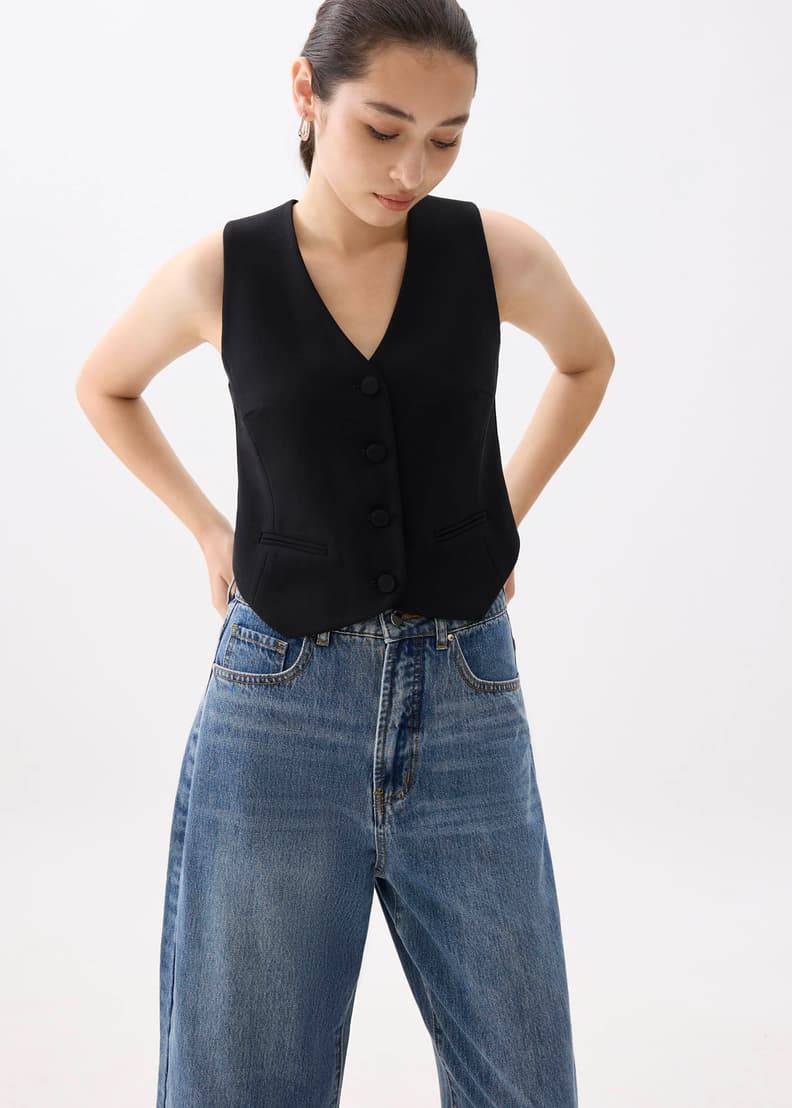 Relaxed V-neck Vest - 图片 5