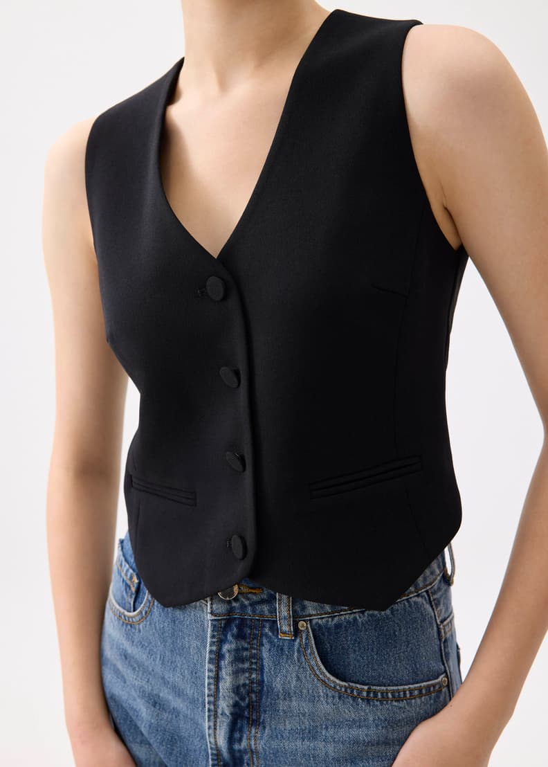 Relaxed V-neck Vest - 图片 4