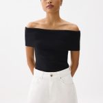 Fitted Off Shoulder Knit Top