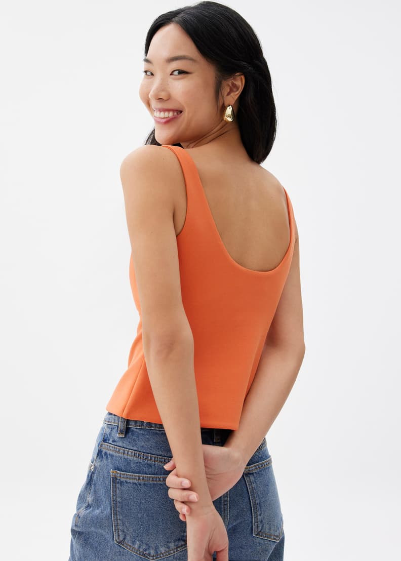Padded Scoop Neck Fitted Top - 图片 3