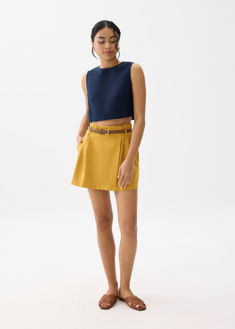 Belted A-line Skort