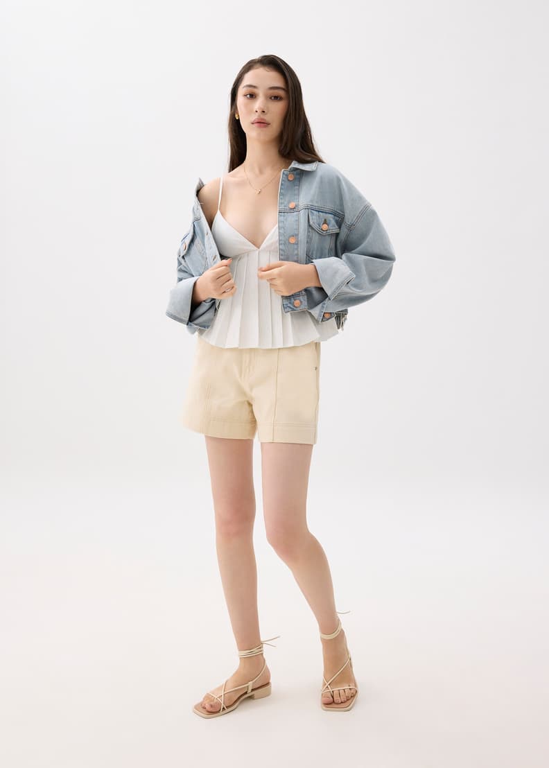 Padded Pleated Peplum Top - 图片 5