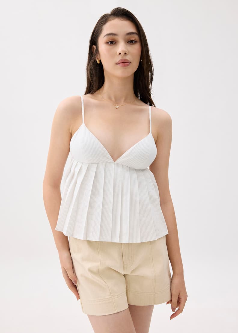 Padded Pleated Peplum Top - 图片 2