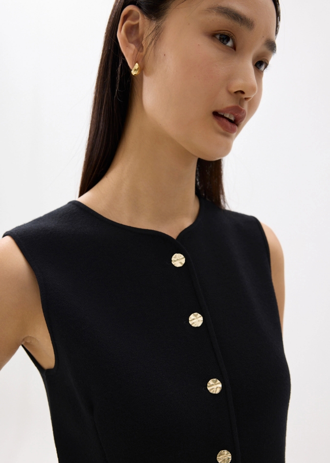 Tailored Long Knit Vest - 图片 5