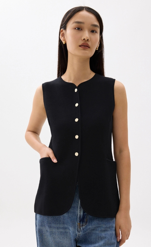 Tailored Long Knit Vest - 图片 3