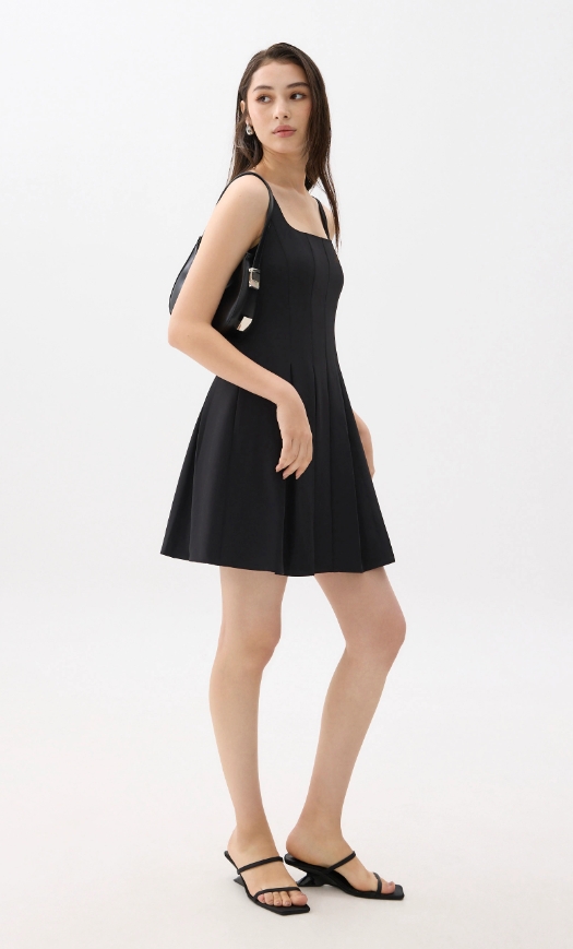 Square Neck Drop Waist Mini Dress - 图片 3