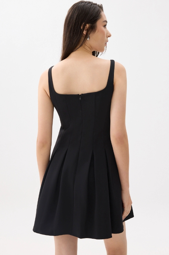 Square Neck Drop Waist Mini Dress - 图片 2