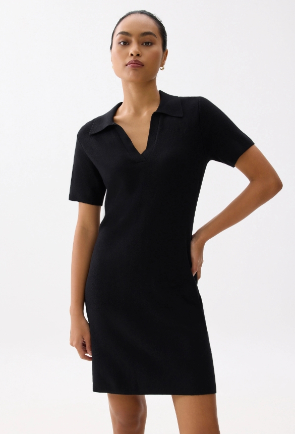 Collared Knit Shift Mini Dress