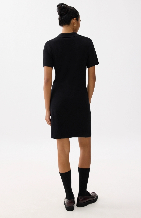 Collared Knit Shift Mini Dress - 图片 2