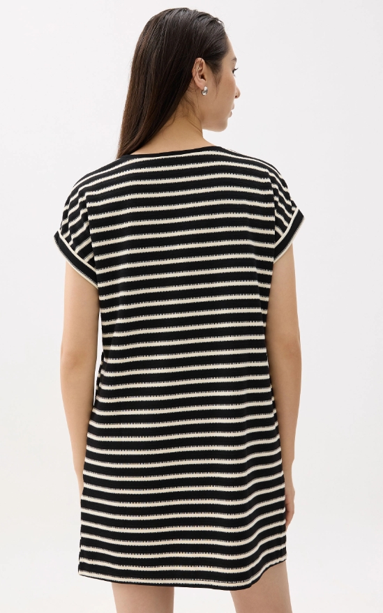 Striped Jersey Shift Mini Dress - 图片 2