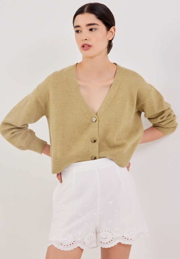Broderie Scallop Hem Shorts - 图片 4
