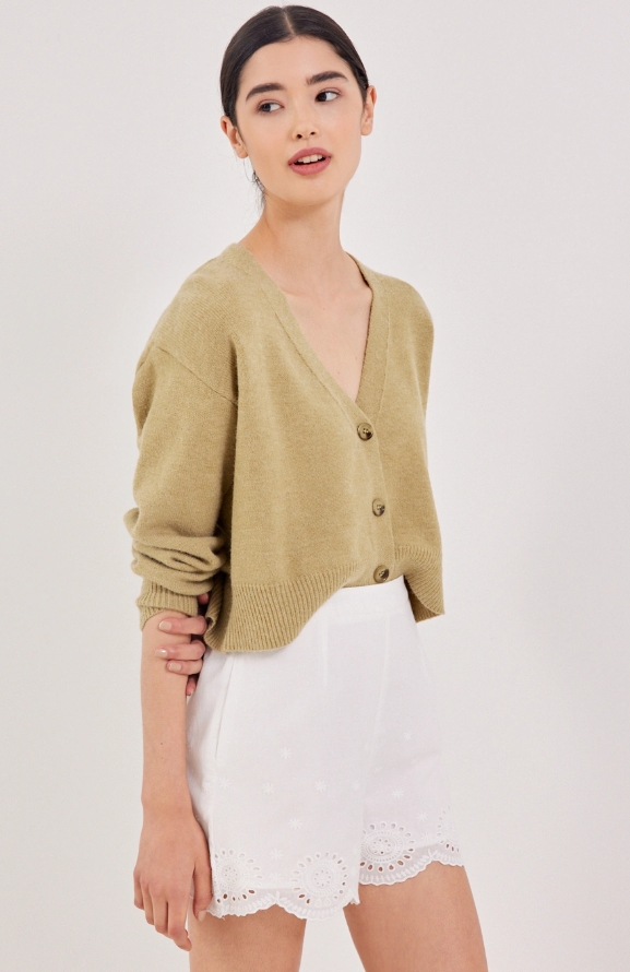 Broderie Scallop Hem Shorts - 图片 3